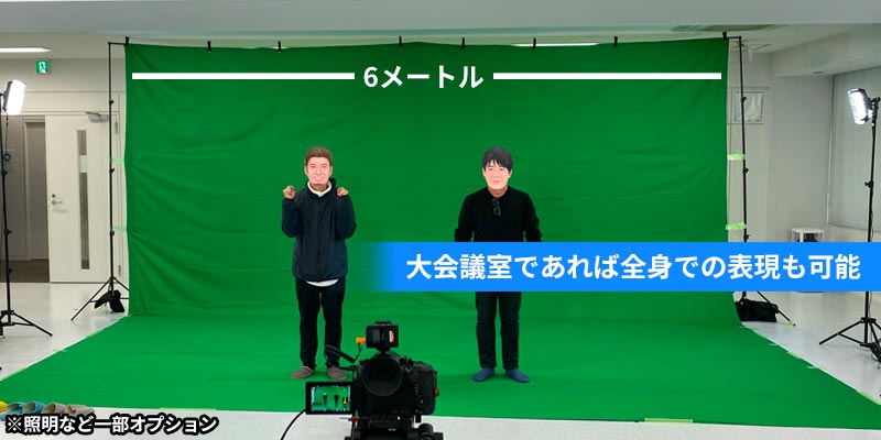 大会議室ならば全身をクロマキー撮影